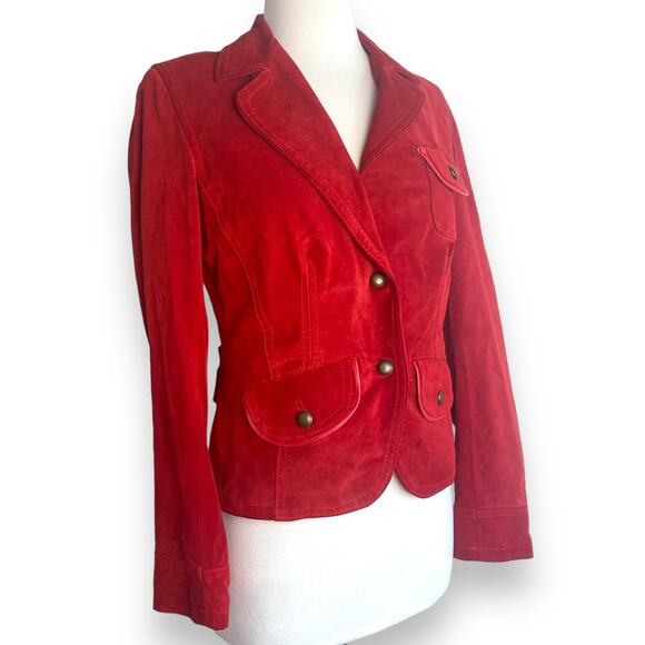 masterpelle Jackets & Blazers - Vera Pelle Masterpelle Handcrafted Italian Cherry Red Suede Italy Leather Jacket